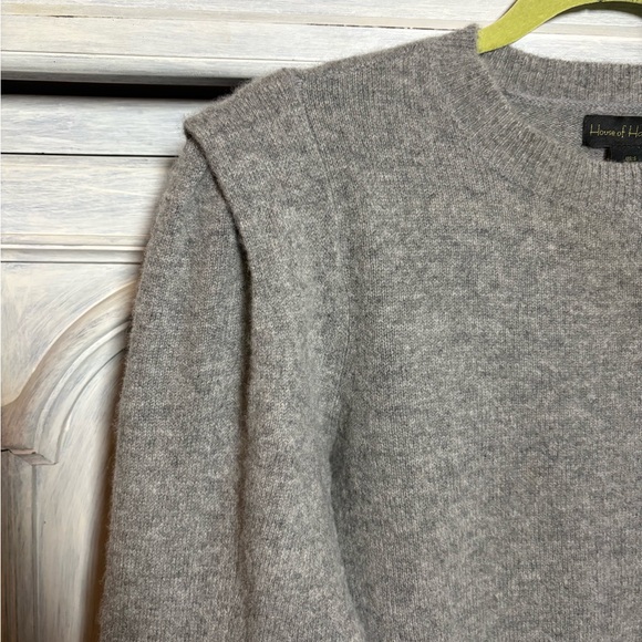 House of Harlow 1960 Grey Puff Sleeve Cashmere Crewneck Sweater‎ Cozy Timeless - Picture 5 of 8